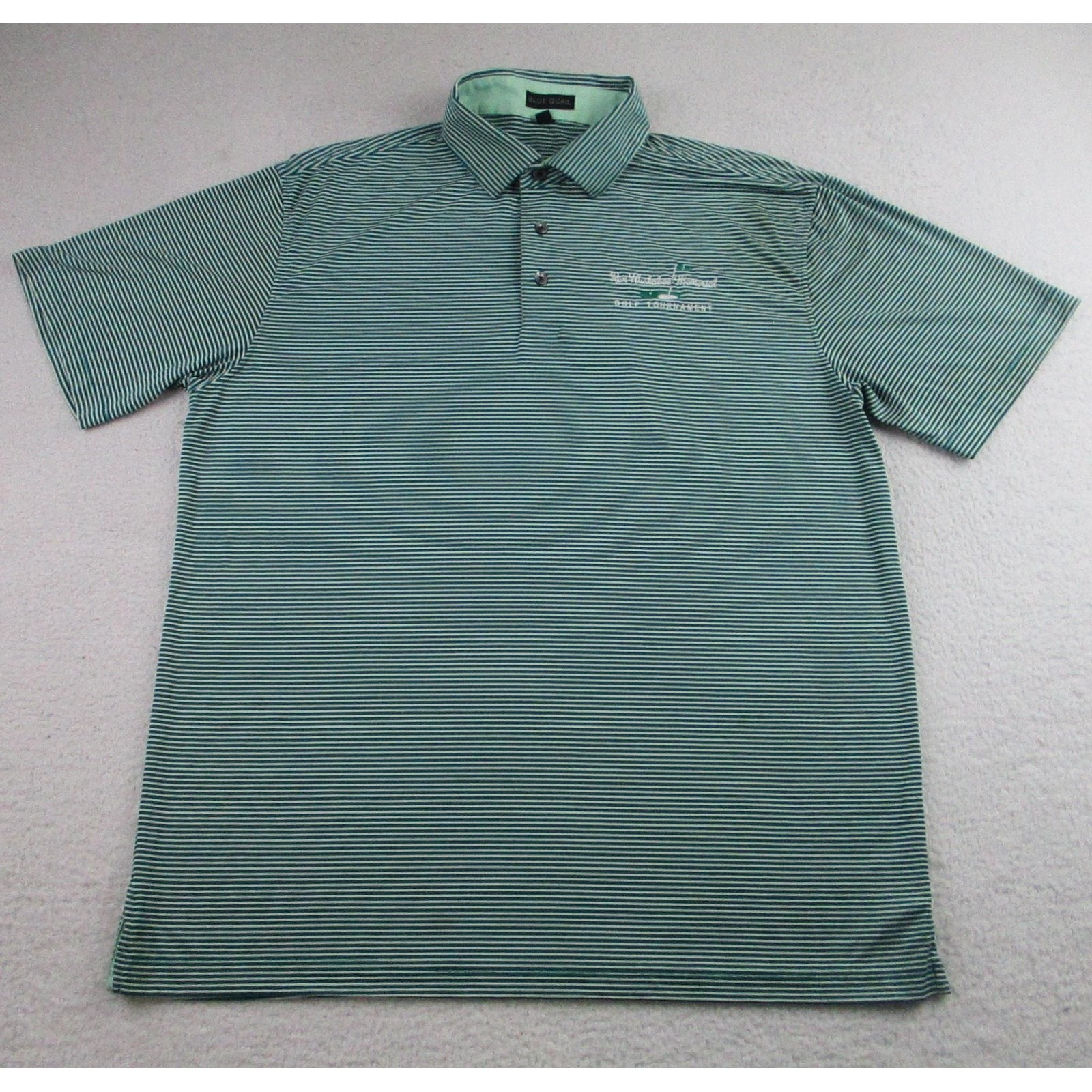 Blue Quail Polo Shirt Mens Xl Green White Striped Golf Tournament Performance